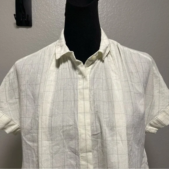 Madewell Light Spun Hilltop Cropped Fit Shirt in Windowpane Print MEDIUM - Picture 3 of 9